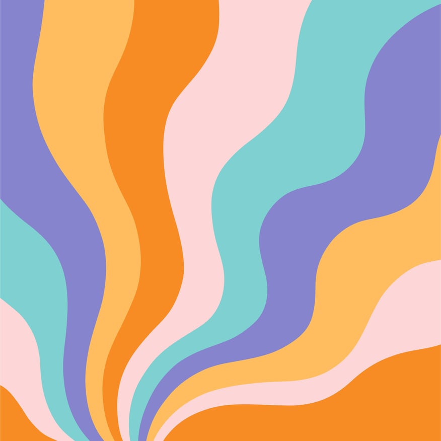 Groovy Background, Funky Colorful Illustration